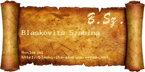 Blaskovits Szabina névjegykártya